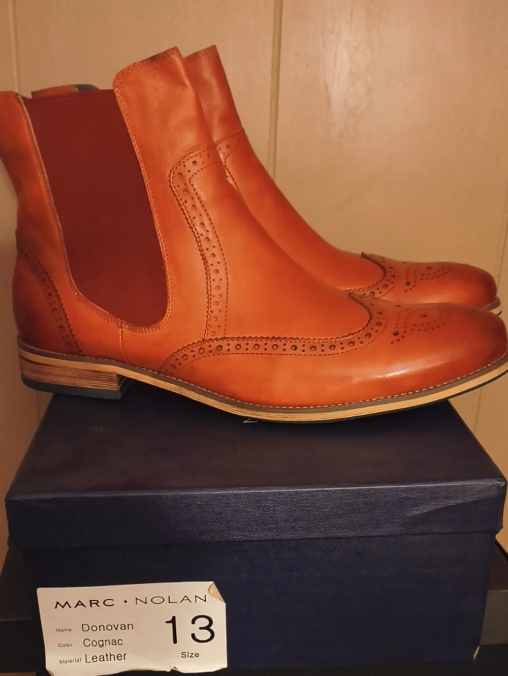 Marc Nolan Men's Cognac Tan Leather Chelsea Boots Size 13 M.